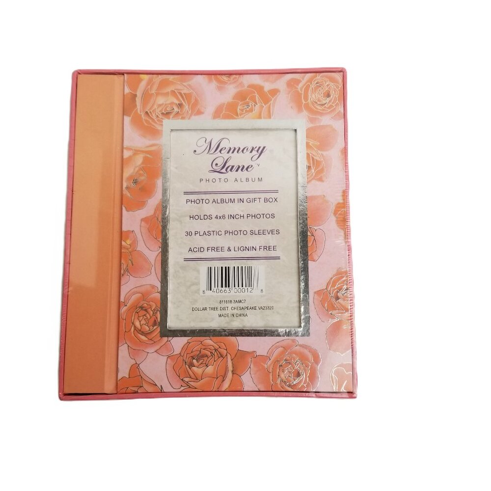 Memory Lane Photo Album 4x6 Coral Rose Floral 30 Pages NEW Romantic Cottagecore